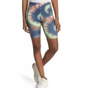 NWT Nordstrom AFRM Lars Bike Shorts In Soft Multi Spiral Tie Dye Size